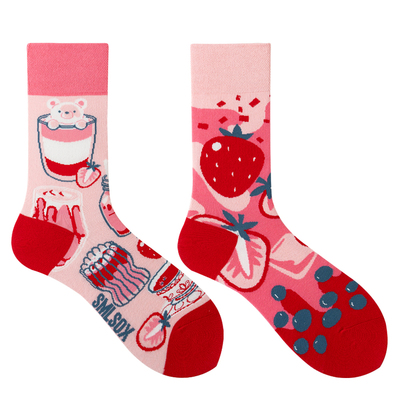 原创情侣AB不对称时尚中筒潮棉袜