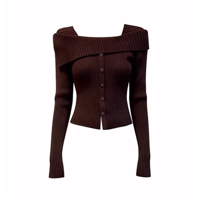 秋冬温柔层次美一字肩针织衫毛衣