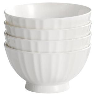 唐山骨瓷饭碗白色浮雕餐具白瓷碗2025新款碗家用高脚碗陶瓷碗面碗