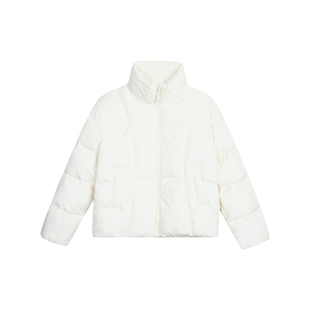 pusumede 慵懒都市 雾面哑光立领羽绒服女加厚保暖白鸭绒面包服