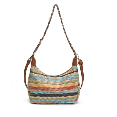 2025新款时尚彩虹编织小方包