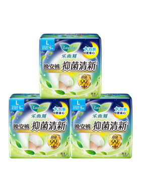 花王乐而雅抑菌晚安裤卫生巾防侧漏L码15片