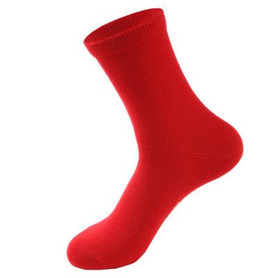 舒雅男中筒年年有余红色高弹棉袜