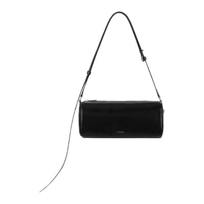 光面细长肩带金属标通勤笔袋包