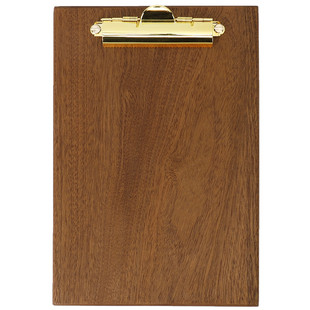 胡桃木菜单夹立式定制logo写字垫板A4A5黄铜板夹咖啡奶茶店展示牌