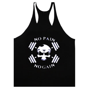 新款健身夏季健美背心男棉宽松宽松型工字运动套装男圆领坎肩套头