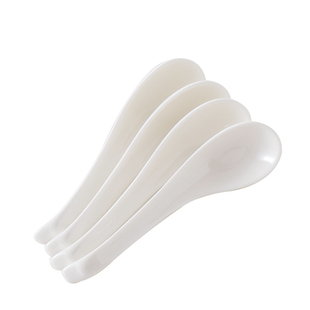 4个家用骨瓷纯白天鹅小勺调羹瓷勺陶瓷勺子大汤勺商用小汤匙饭勺