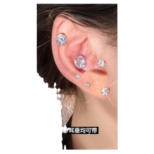 超闪长短杆耳骨钉钛钢小耳钉2026新款爆款女螺丝拧耳蜗钉耳饰