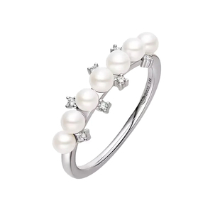 轻奢排钻珍珠戒指女小众设计尾戒女小指素圈戒指2024新款爆款指环