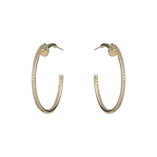 独特钉子造型满钻大圈圈耳环女轻奢镶钻银色C形耳圈时尚百搭耳饰