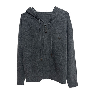 连帽针织外搭开衫女毛衣外套2025新款妈妈秋装上衣羊毛衫拉链卫衣