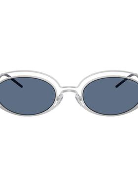 阿玛尼防晒椭圆形复古女窄框墨镜