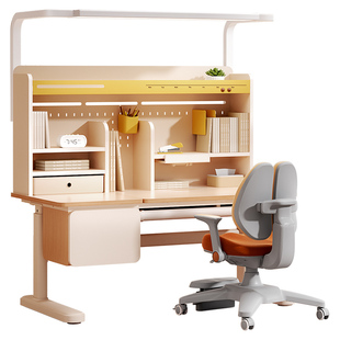 爱果乐学而不凡儿童学习桌小学生家用实木书桌椅套装可升降写字桌
