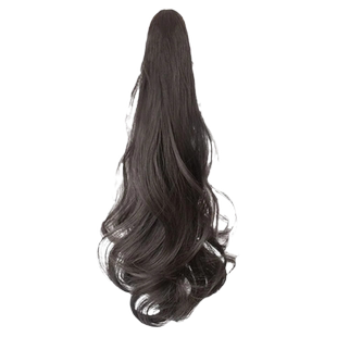 假发马尾女抓夹真发假辫子高低发束发尾超轻半扎卷发中长发绑带式