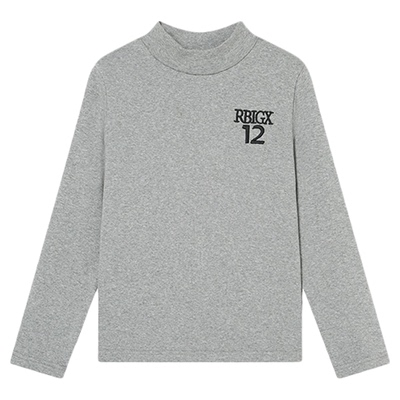 RBIGX瑞比克童装2025冬季新款撞色绣花帅气百搭儿童帅气长袖t恤