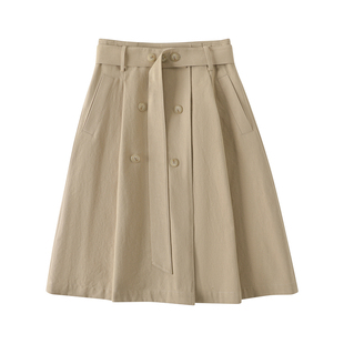 LR MADE 26SS 女装单品 双排扣可拆卸腰带 百搭休闲工装A字半身裙
