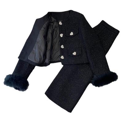 狐狸毛小香风羽绒服套装两件套