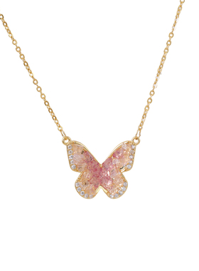 小香风甜美轻奢渐变蝴蝶锆石吊坠项链女高级感轻奢小众锁骨链颈链