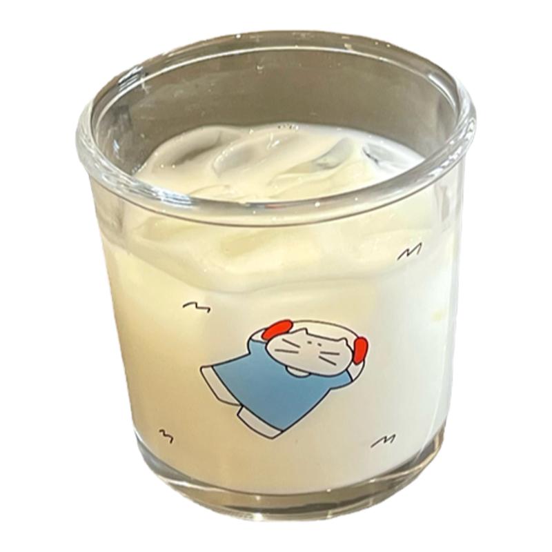 小猫薄荷味~韩风ins可爱胖嘟嘟玻璃杯简约冷萃咖啡杯果汁杯牛奶杯