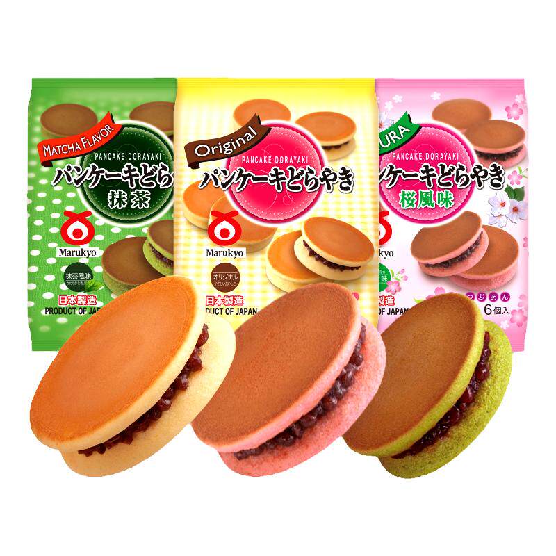 日本进口丸京铜锣烧红豆Marukyo抹茶黄金饼叮当猫夹心蛋糕点心