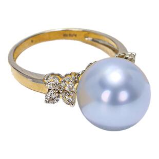 吉尔德五星维纳斯冷光澳白无暇海水珍珠戒指12mm18K金钻石戴妃款