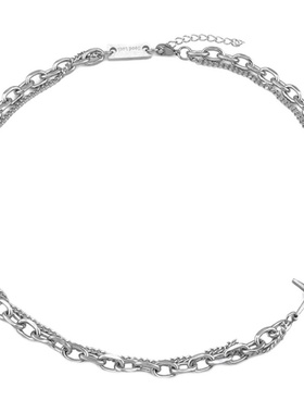 双层拼接钛钢古巴男女士ins项链