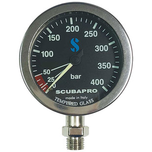 Scubapro 潜水残压表金属压力表夜光气压单表SPG水肺钢表深潜装备