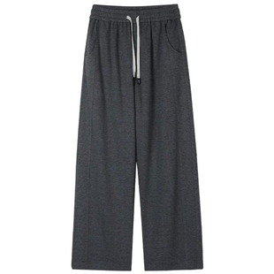 欧洲站羊毛直筒裤子男款秋冬垂感宽松阔腿卫裤加绒休闲长裤运动裤