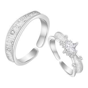 周大生*DC情侣对戒纯银轻奢高级设计开口戒食指戒周年礼物送女友