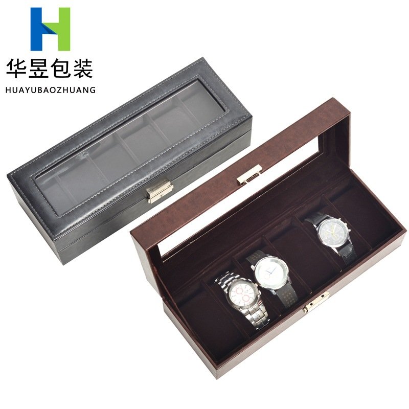 亚马逊新款手表盒现货批发位6盒大手表手表包装盒字高档锁PU一皮