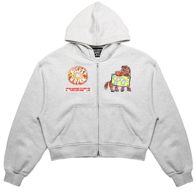 Paper voice贝果与马撞色明线双开拉链连帽卫衣