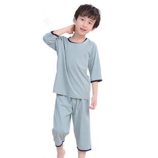 猫人儿童睡衣男童夏季纯棉大童男孩夏天家居服全棉青少年夏款薄款