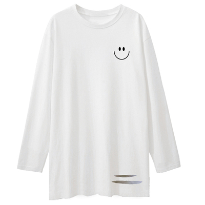中长款大白t恤女长袖宽松卫衣遮屁股显瘦上衣纯棉打底衫秋冬内搭