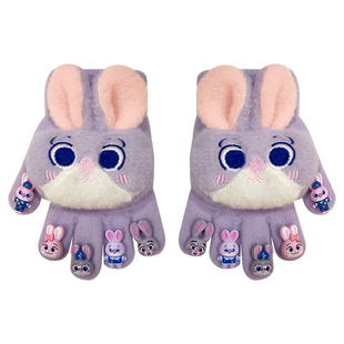 卡通朱迪儿童手套女童秋冬季男孩五指加绒保暖宝宝分指手套防冻手