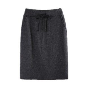 直筒半身裙女中长款新款灰黑色松紧高腰遮胯显瘦一步中裙休闲裙