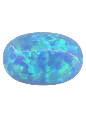 蓝炫彩蛋形平底素面人造澳宝OPAL 椭圆形欧泊石蓝色系裸石#T-1