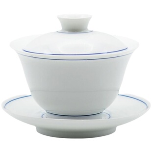 釉下彩手绘盖碗茶杯大号不烫手盖碗单个高档三才泡茶盖碗功夫茶具