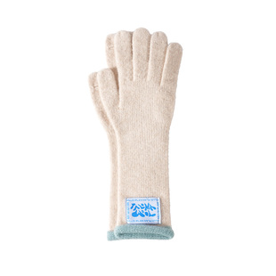 韩系贴布含羊毛针织手套女秋冬季户外保暖长款可触屏分指骑行手套