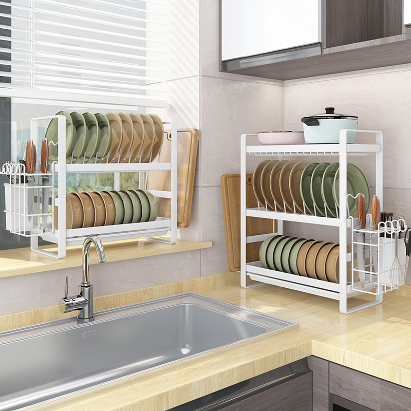 厨房碗盘沥水收纳架窄边碗架不锈钢台面碗柜内放碗碟小尺寸置物架