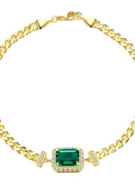 D色莫桑石祖母绿复古手链