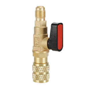 45度R22转换接头R410充氟加液球阀冷媒回收加注安全开关阀制冷阀