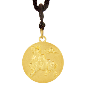 999足金黄金定制 实心生肖萌吉牛吊坠小金牛新年本命年金牌礼物