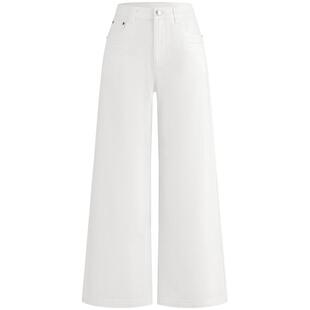 Navigare意大利小帆船高腰阔腿牛仔裤女2026春季新款白色休闲长裤