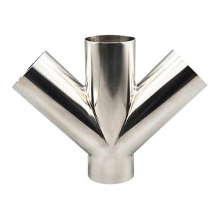 东翔304不锈钢卫生级Y型斜四通镜面异形管件叉形四通焊接水管接头