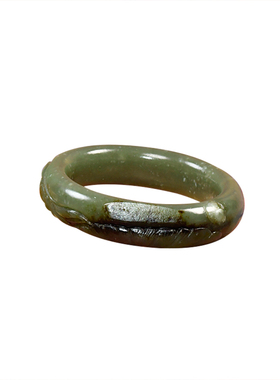 和田玉青玉聚黑皮籽料手镯