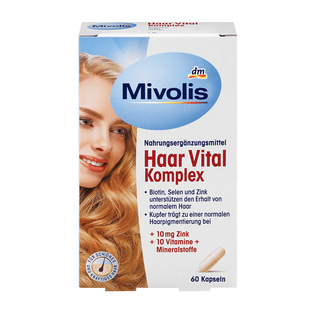 dm德国进口mivolis锌硒生物素维生素头发营养防脱发护发胶囊60粒