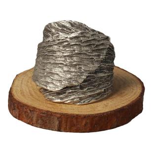 bugiel泰国清迈手工银色戒指男女款复古树叶做旧可调节开口指环