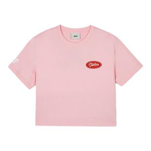 MLB官方 女款学院风短袖圆领刺绣logo短款宽松T恤TSV18