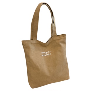 加厚字母帆布包斜挎大容量简约风单肩包时尚上班百搭手提包通勤包