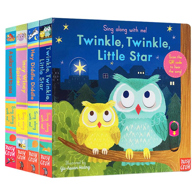 送音频新版sing along with me欢唱童谣第二辑Twinkle Little Star/Incy Wincy Spider/Hey Diddle婴幼儿宝宝早教手指会动的推拉书